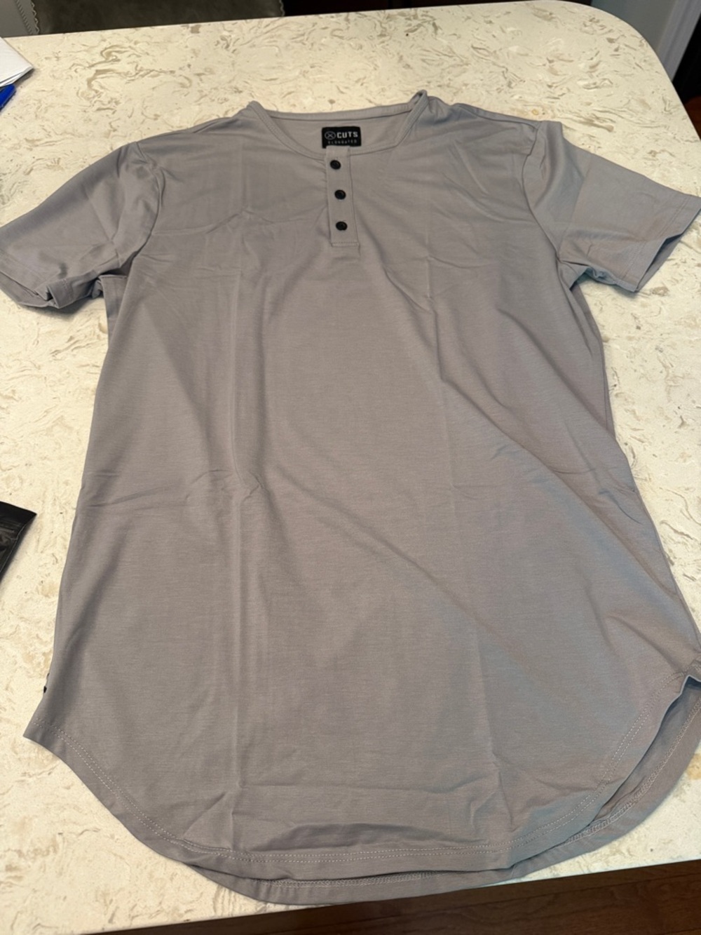 Cuts Clothing Short Sleeve Henley Shirt - Gray